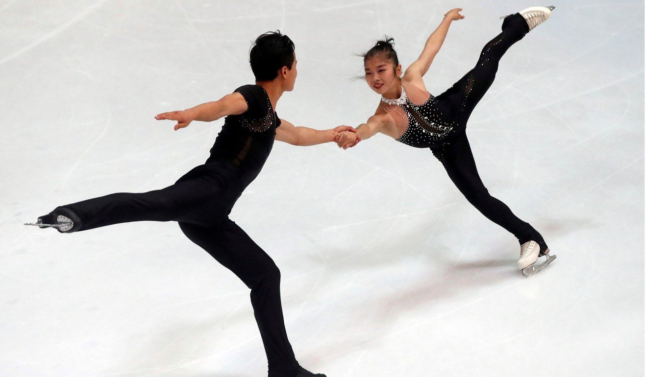 File photo of North Korean figure skaters Ryom Tae-ok and Kim Ju-sik competing in Germany in September 2017. Photo: Reuters