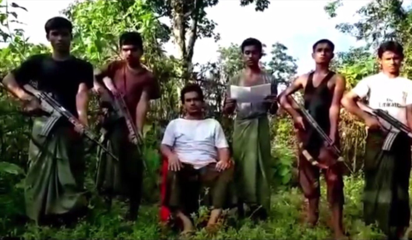 Members of ARSA, formerly known as Harakah al-Yaqin, a Rohingya Muslim militant group in Myanmar’s Rakhine state that denies it is a terrorist organisation. Photo: YouTube