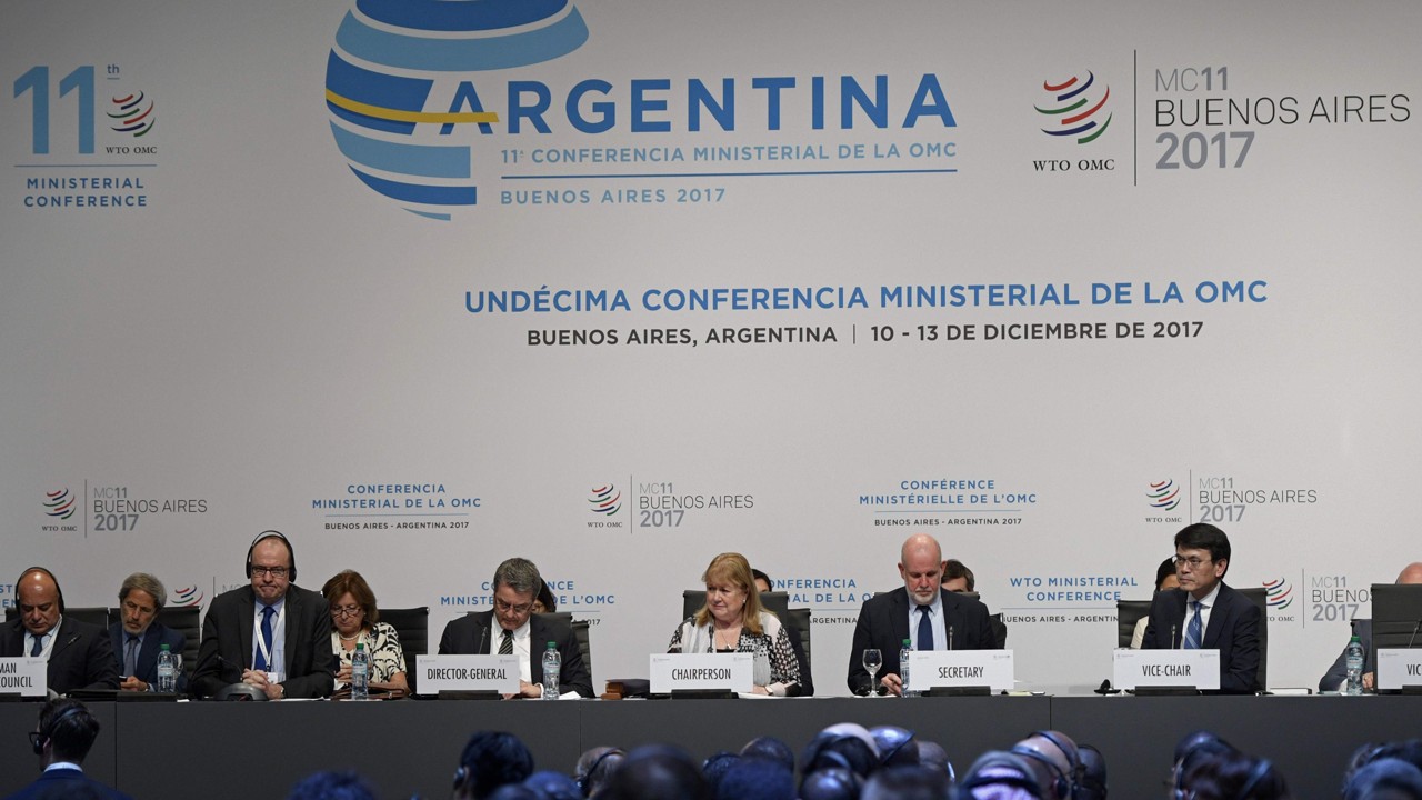 View of the closing ceremony of the 11th WTO ministerial conference in Buenos Aires, Argentina, on December 13, 2017. Canada has filed a complaint against the US over its use of anti-dumping and anti-subsidy duties. Photo: AFP