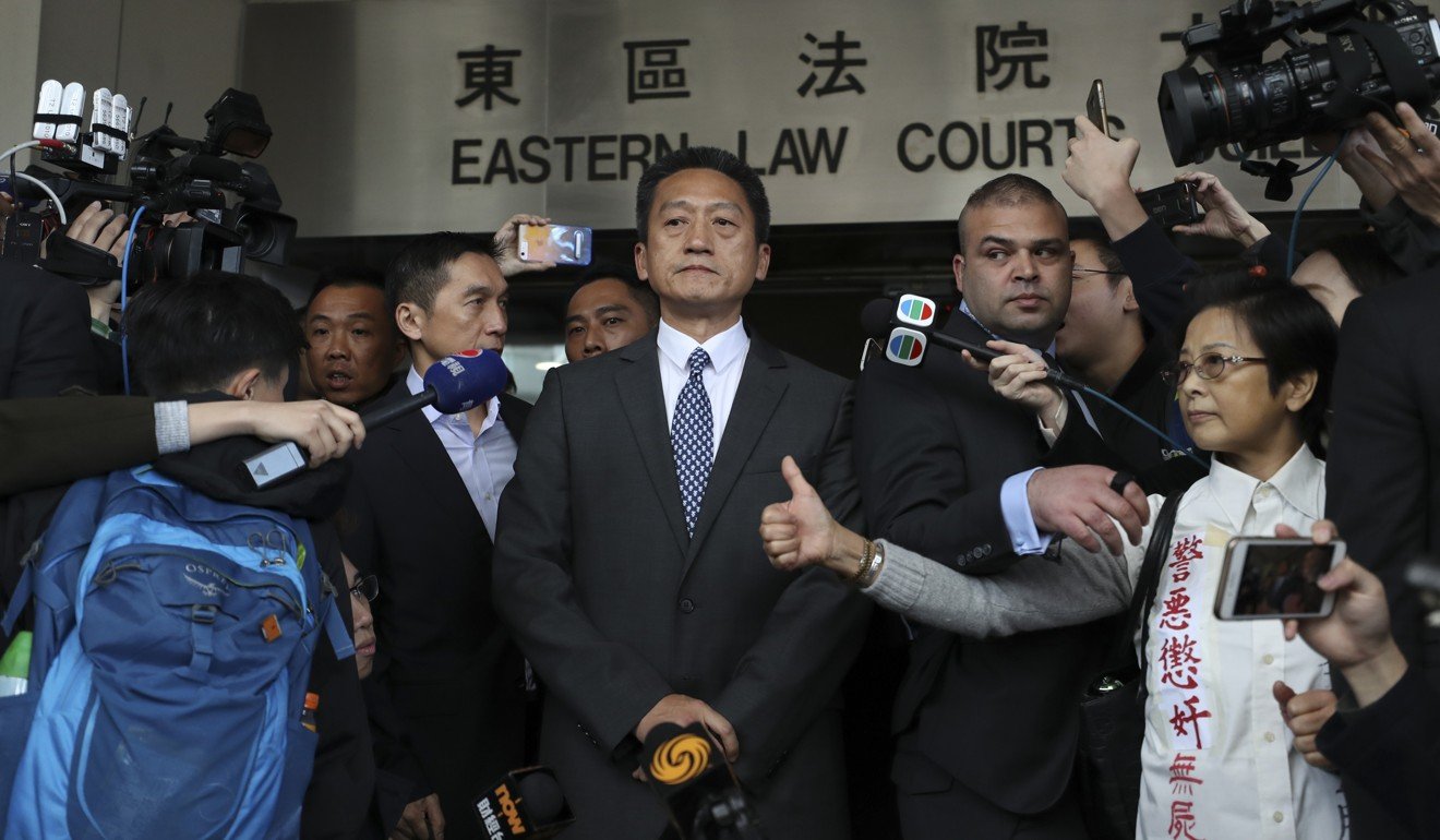 Retired police superintendent Frankly Chu King-wai leaves the Eastern Court in Sai Wan Ho. Photo: Winson Wong