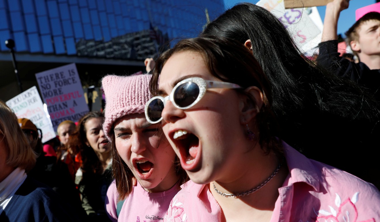 People participate in the second annual Women's March in Los Angeles. Photo: Reuters