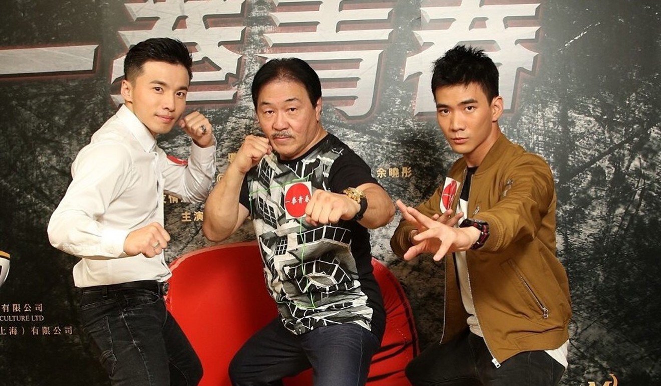 Jason Li (right) poses with his director on a 2015 film about mixed martial arts, Wang Lung Wei (centre) and A- Wei from Taiwanese pop band Lollipop-F . Photo: courtesy of Jason Li