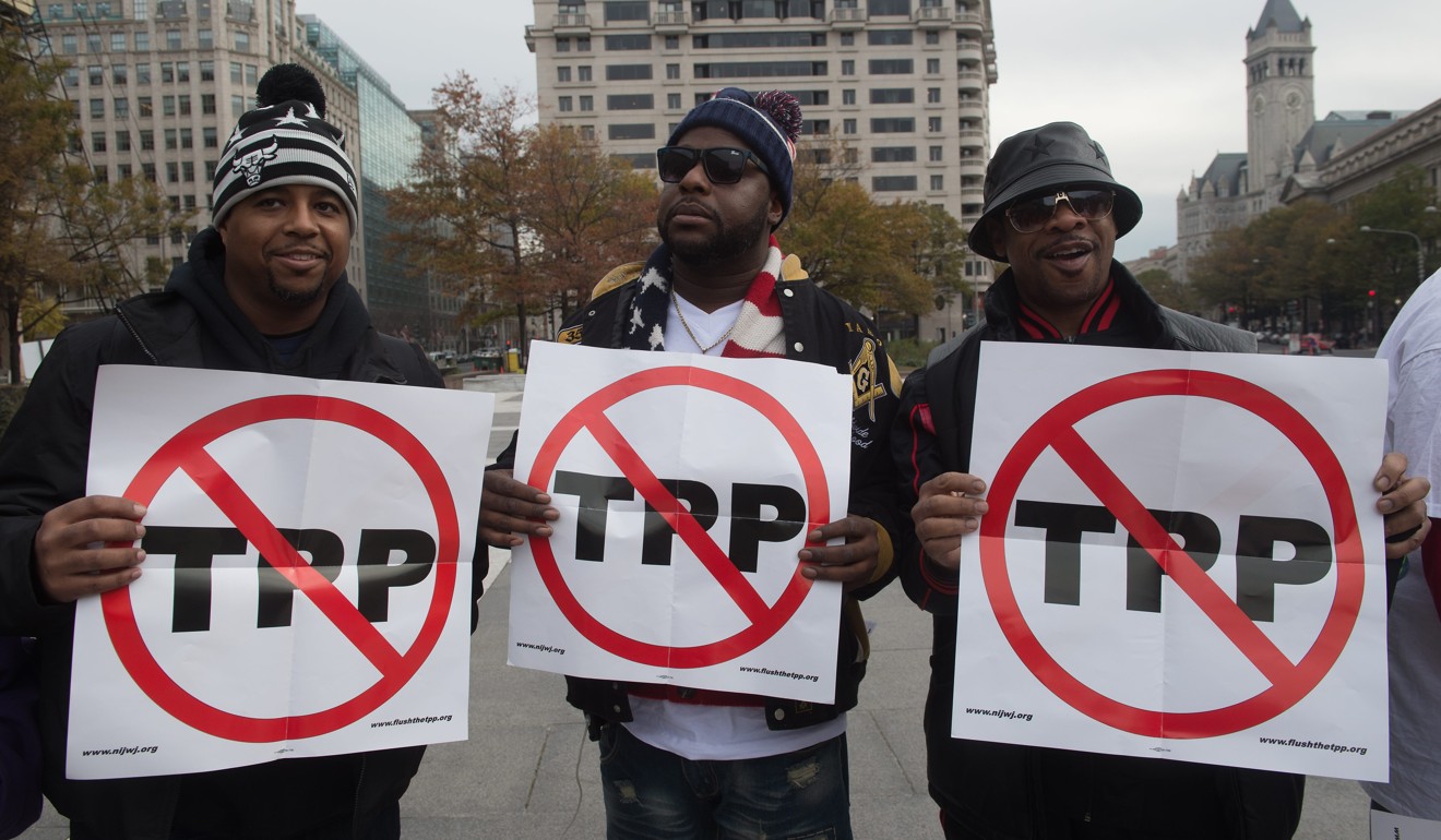 A demonstration against the Trans-Pacific Partnership in Washington. Photo: AFP