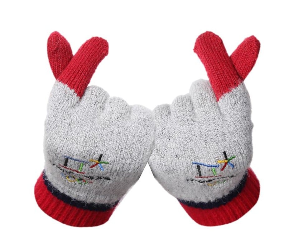Finger heart gloves.