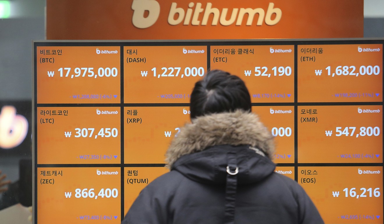 In this January 16, 2018, file photo, a man watches a screen showing the prices of bitcoin at a virtual currency exchange office in Seoul, South Korea. Photo: AP