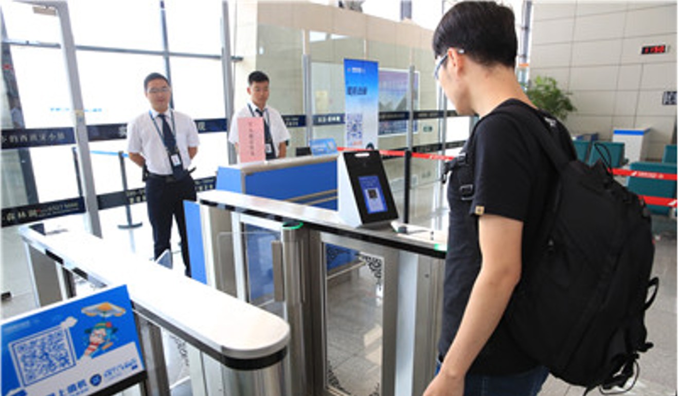 China Southern Airlines launched a facial recognition service at an airport in Henan province allowing passengers to board by having their faces scanned instead of using boarding passes. Photo: Handout