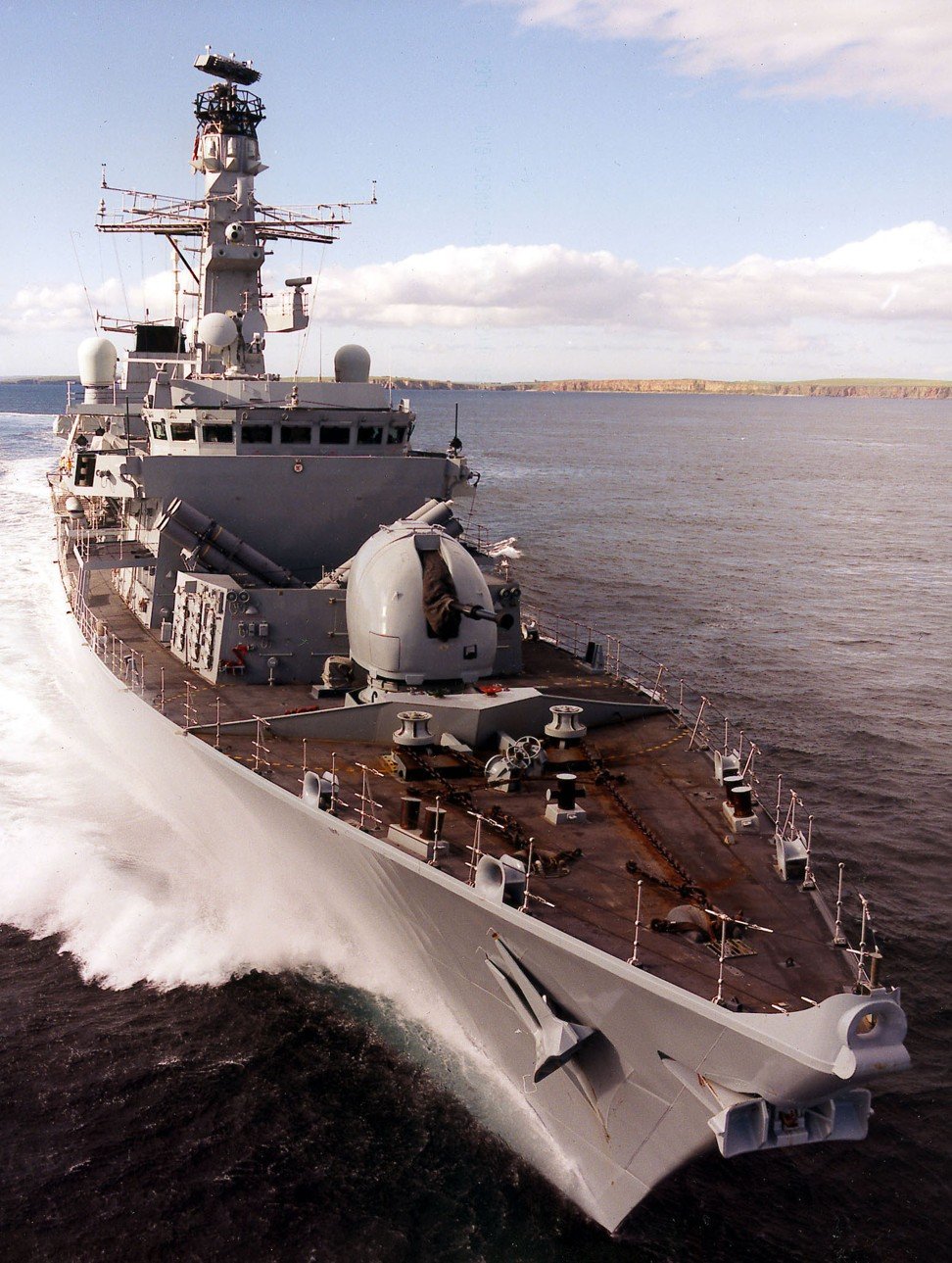 HMS Sutherland at sea off the British coast. Photo: Reuters