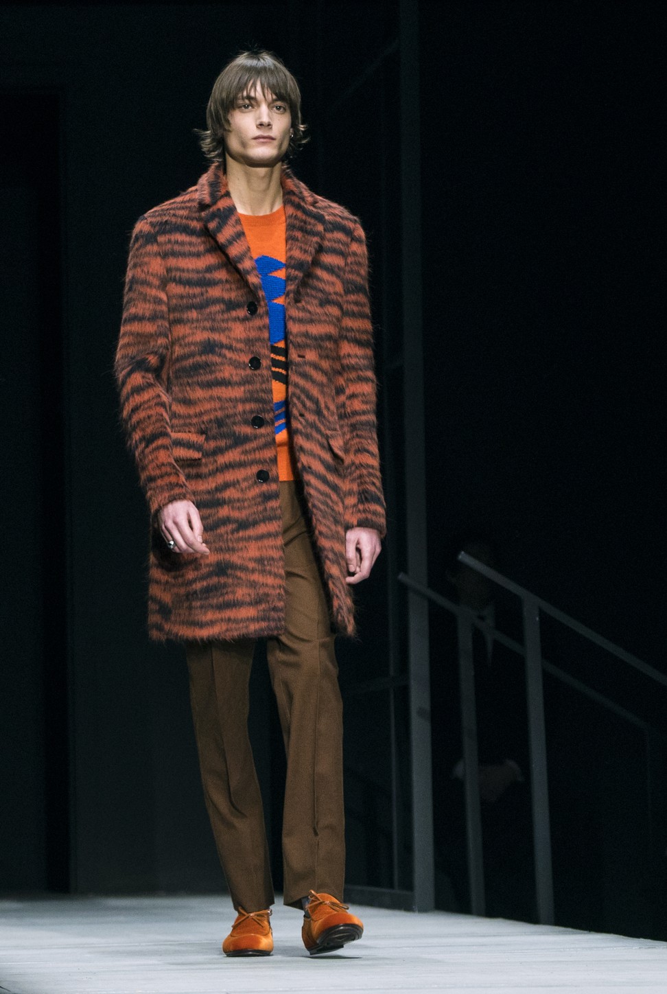 A model wears a look from the Bottega Veneta autumn-winter 2018 collection. Photo: AP