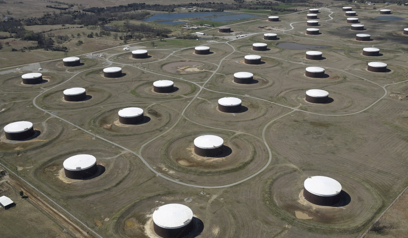 Crude oil storage tanks at the Cushing oil hub, in Oklahoma. Photo: Reuters