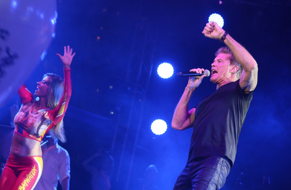 Host David Hasselhoff opens the 2016 kick-off concert. Photo: Dickson Lee