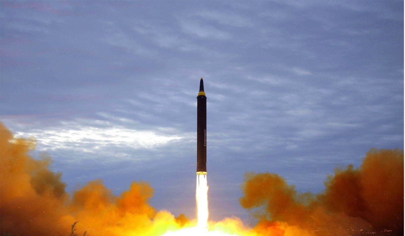 An intermediate range missile is launched in Pyongyang last summer. Photo: KCNA via AP
