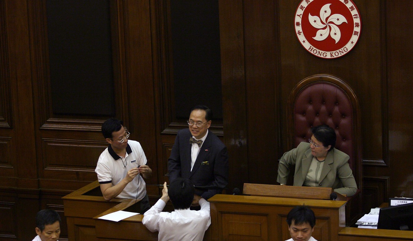 Rita Fan looks on as Donald Tsang prepares to address Legco. Photo: SCMP