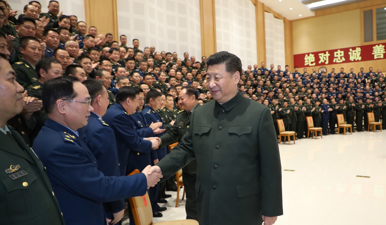 President Xi Jinping meets senior officers at military units in Chengdu, Sichuan Province, earlier this month. Xi is head of the Central Military Commission. Photo: Xinhua