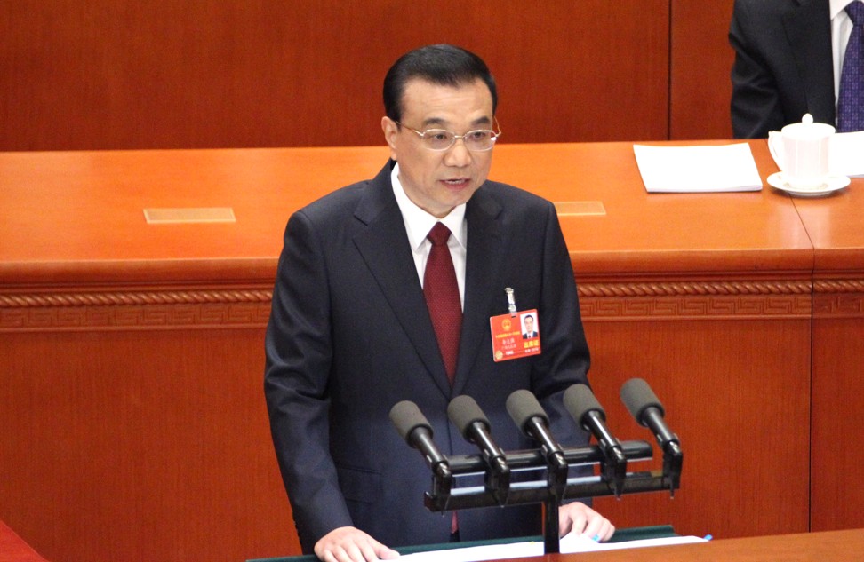 Chinese Premier Li Keqiang at the opening of the First Session of the 13th National People's Congress (NPC) at the Great Hall of the People in Beijing on March 5, 2018. Photo: SCMP/Simon Song