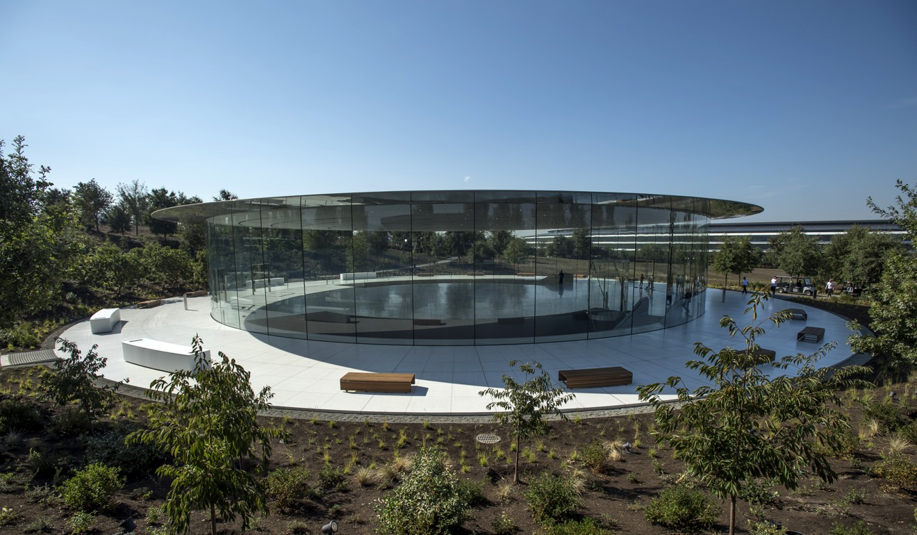 The Steve Jobs Theatre on the new Apple campus in Cupertino, California. Photo: Bloomberg