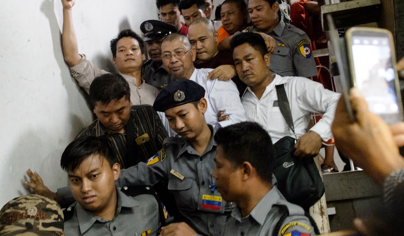 Pamaukkha leaves court in Yangon on November 14, 2017. Photo: AFP