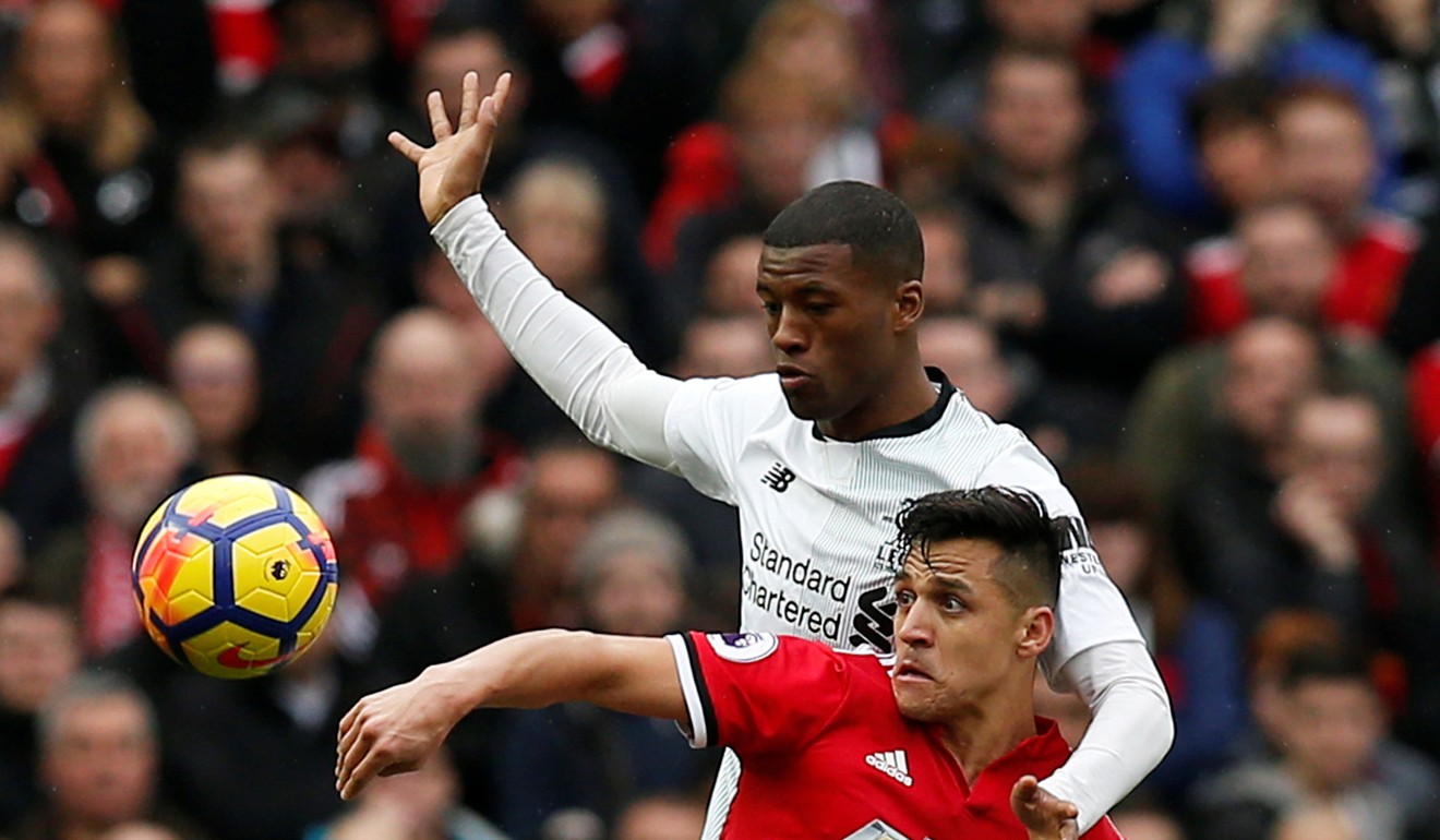 United’s Alexis Sanchez in action with Liverpool's Georginio Wijnaldum. Photo: Reuters
