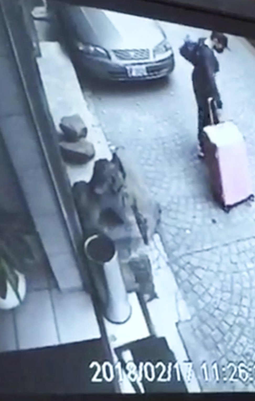 Security footage from Purple Garden Hotel in Taipei shows the man with a large suitcase. Photo: Handout