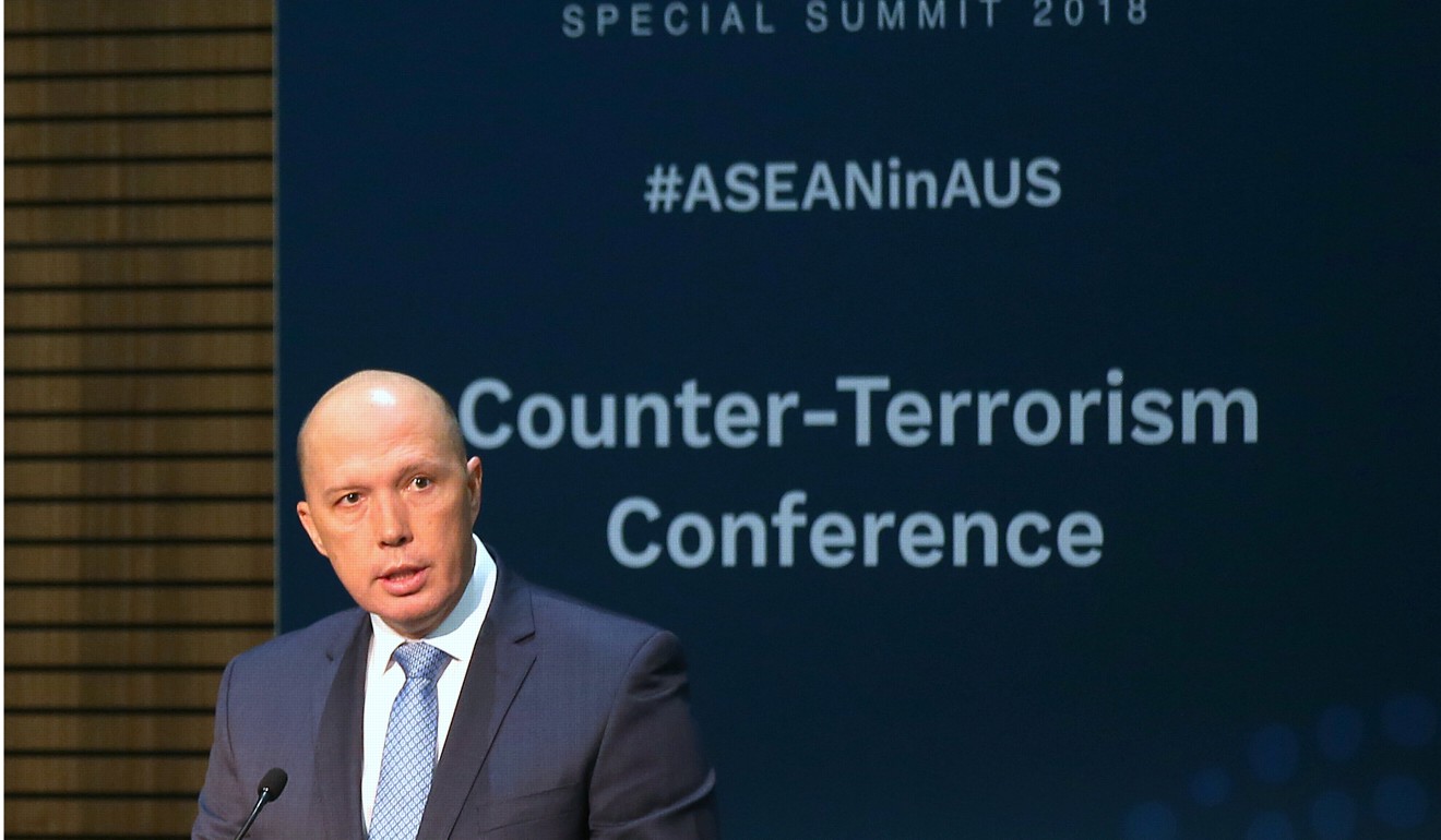 Australia's Home Affairs Minister Peter Dutton speaks at the Counter Terrorism Conference during the Asean-Australia summit. Photo: Reuters