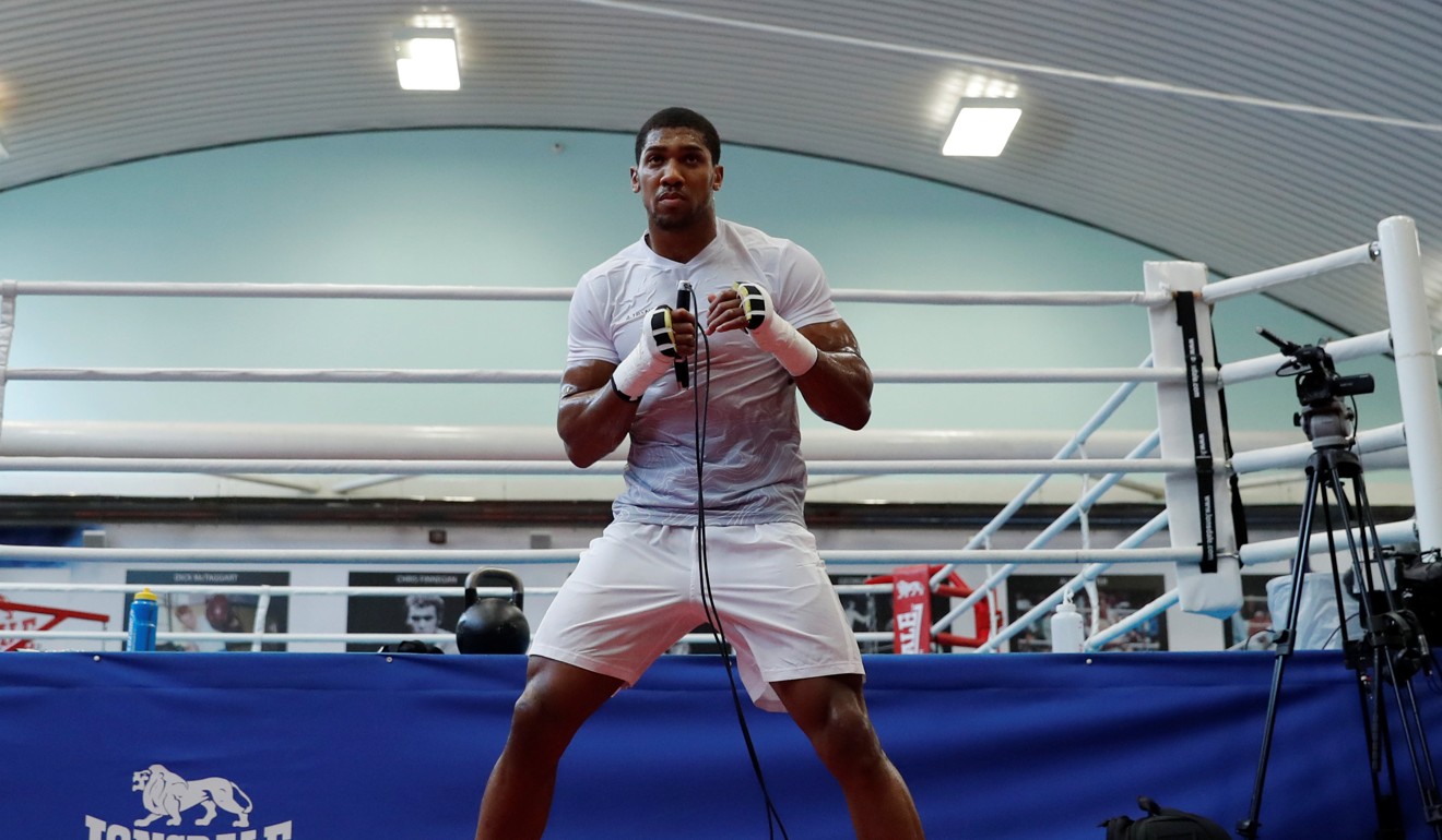 Anthony Joshua is in training for his heavyweight meeting with New Zealand’s Joshua Parker. Photo: Reuters