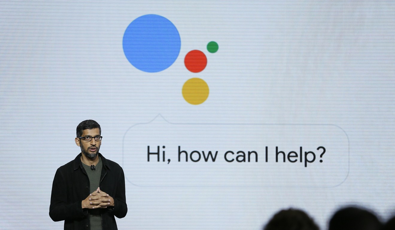 Google CEO Sundar Pichai talks about the new Google Assistant during a product event in San Francisco in 2016. Photo: AP