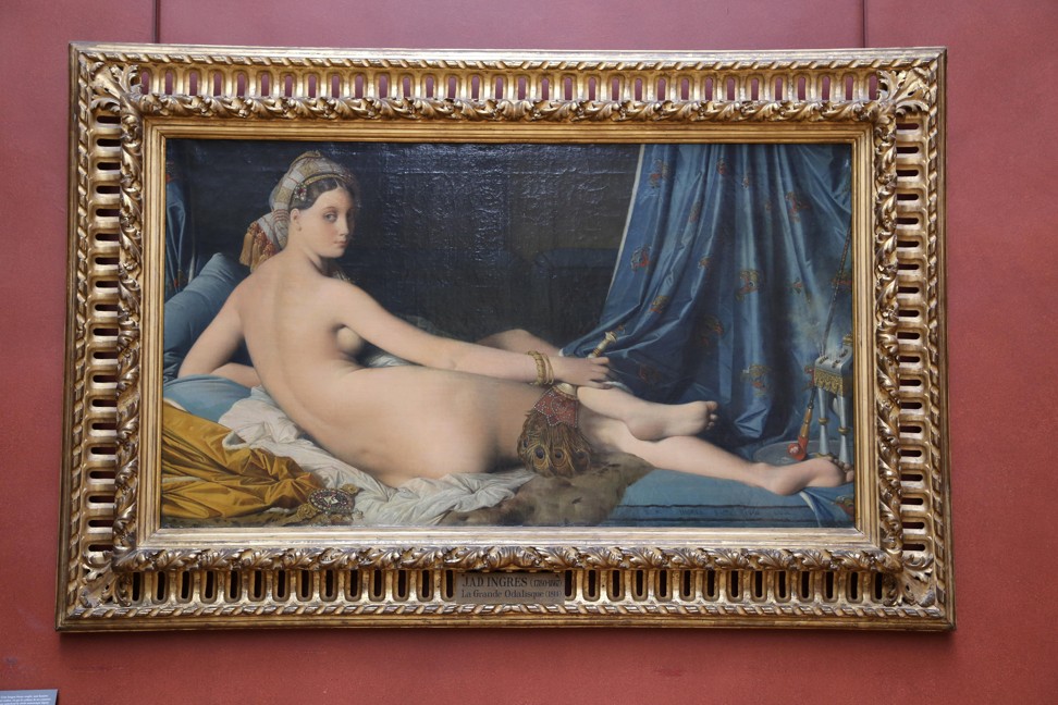 The activists’ famous nude from art history wearing a gorilla mask was Jean-Auguste-Dominique Ingres’s La Grande Odalisque (1814). Photo: Alamy