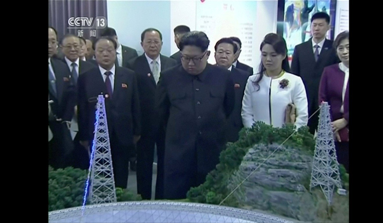 Ri and Kim pictured on a visit to the Chinese Academy of Sciences. Photo: CCTV 