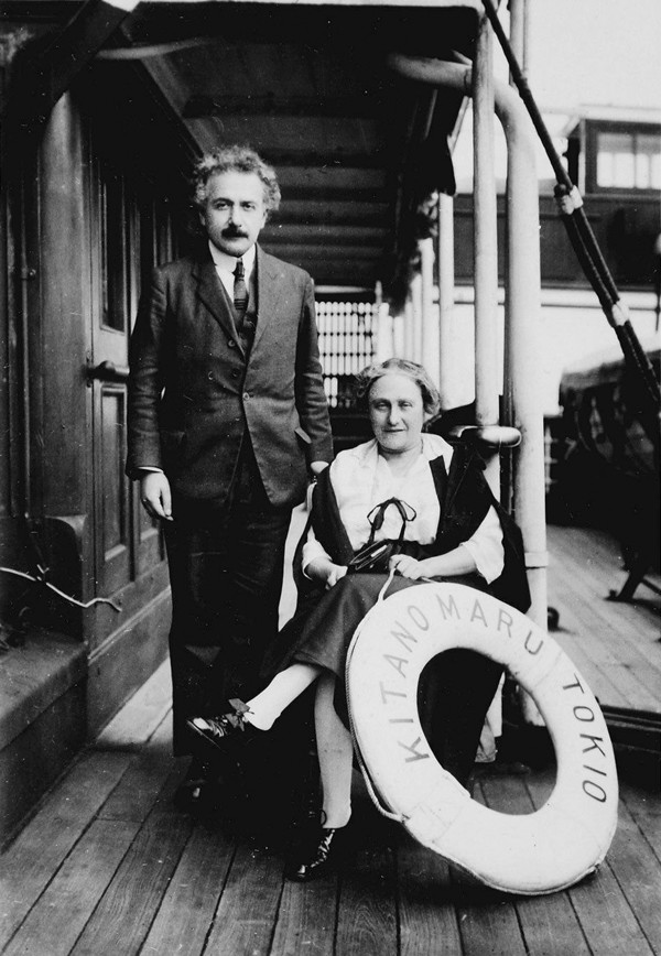 Albert Einstein and wife Elsa aboard the Kitano Maru, in 1922.