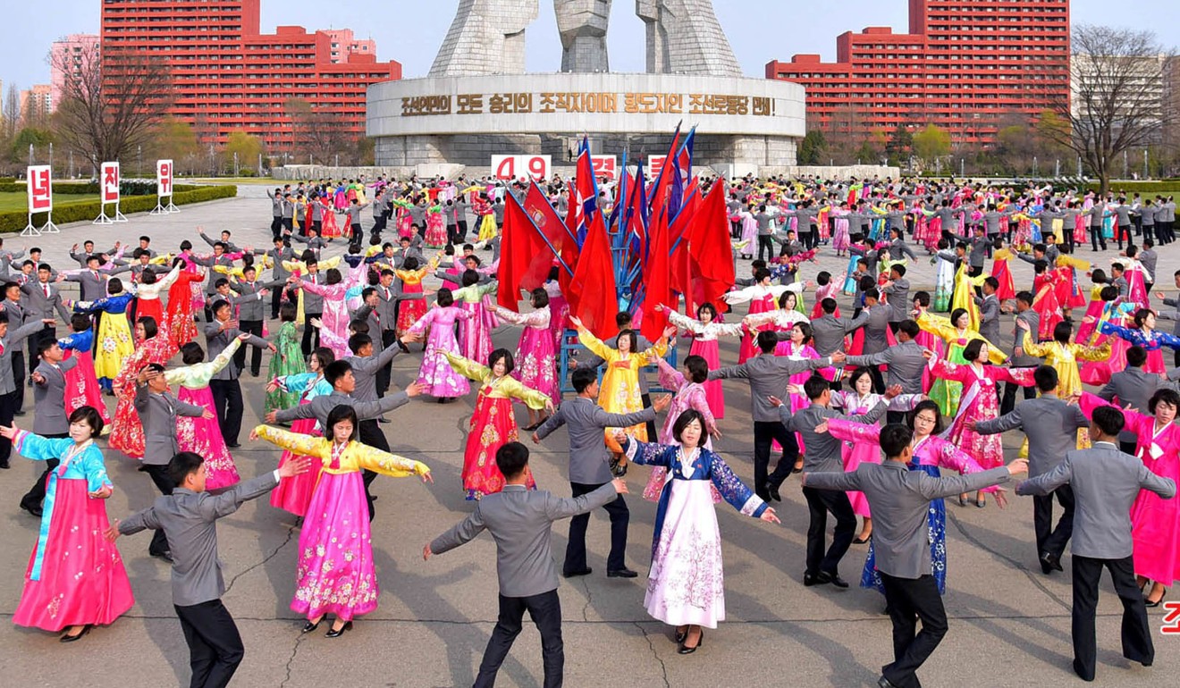 Students dance in Pyongyang. Photo: Reuters