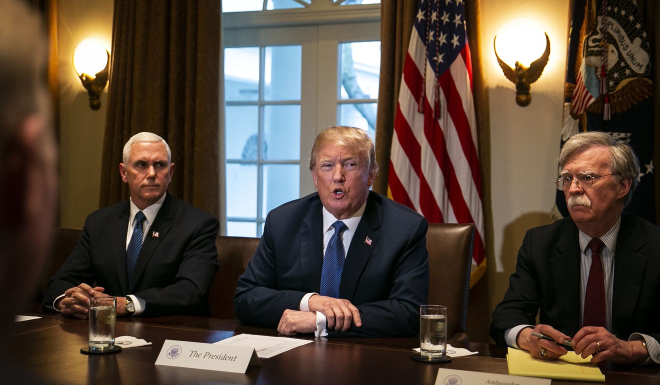 US President Donald Trump speaks during a meeting with senior military leadership. He said he would decide within two days on retaliation against Syria for a suspected chemical weapons attack. Photo: Bloomberg