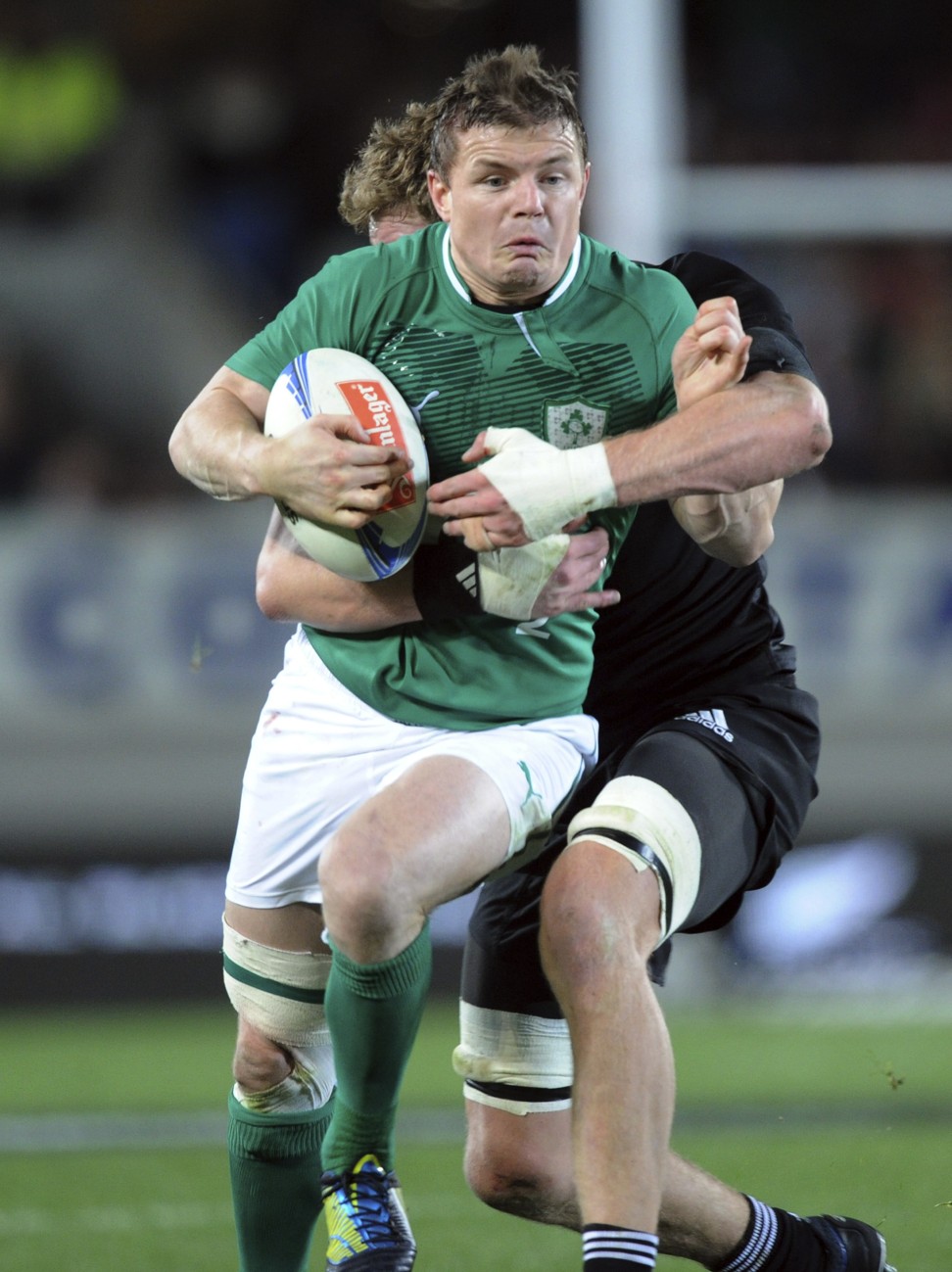 The thrill of playing elite rugby was preceded by “pretty horrendous” preseason training, a form of endurance, says Brian O’Driscoll, pictured on the charge against the All Blacks for Ireland at Eden Park, Auckland in 2012. Photo: AP