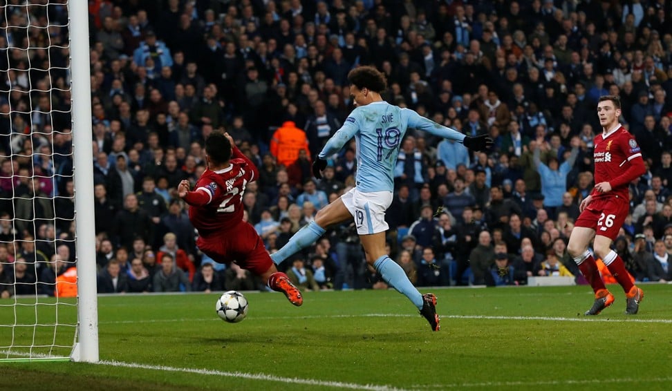 Leroy Sane scores a goal, for what would have been a 2-0 lead, which is later disallowed. Photo: Reuters
