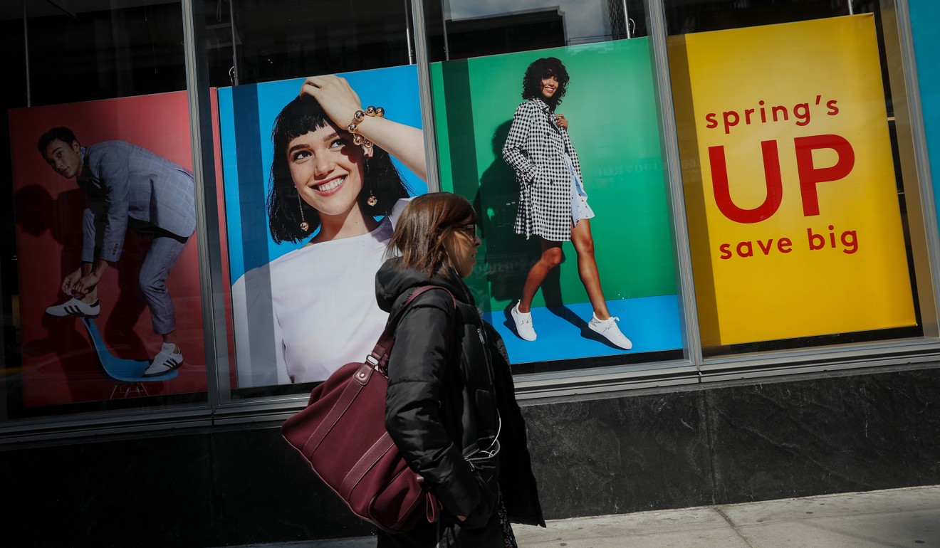 A pedestrian walks past a Nordstrom Rack store in Manhattan, New York City, on April 11. The US consumer price index, minus food and energy prices, rose to 2.1 per cent last month, slightly above the Fed’s target and its highest level in a year. Photo: AFP
