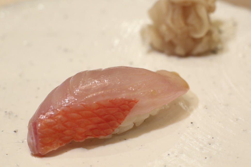 omakase kinmedai (golden eye snapper) nigiri