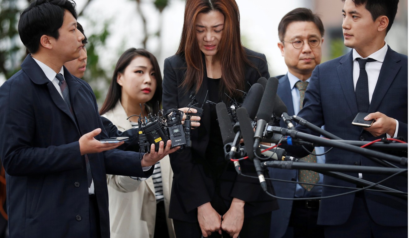 Cho Hyun-min arriving at a police station in Seoul on May 1, 2018. Photo: Reuters