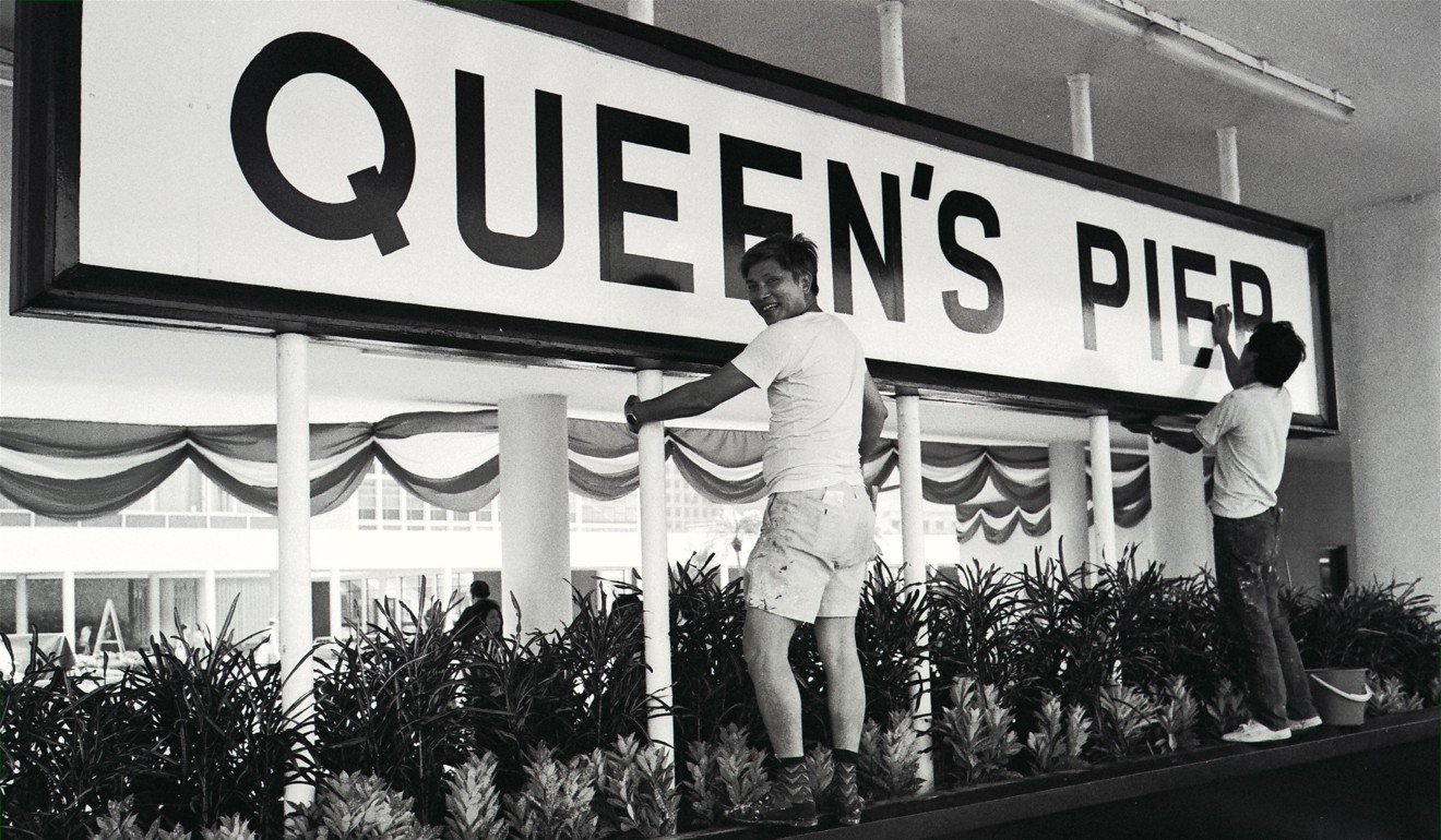 Queen's Pier in Central being decorated ahead of Queen Elizabeth and Prince Philip’s visit in 1986. Photo: SCMP