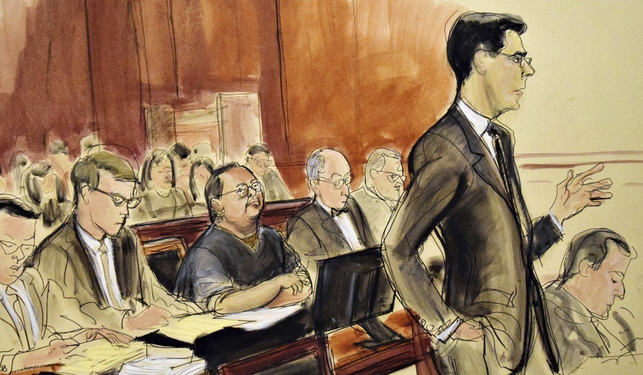 A sketch of Patrick Ho facing the charges in court. Photo: AP