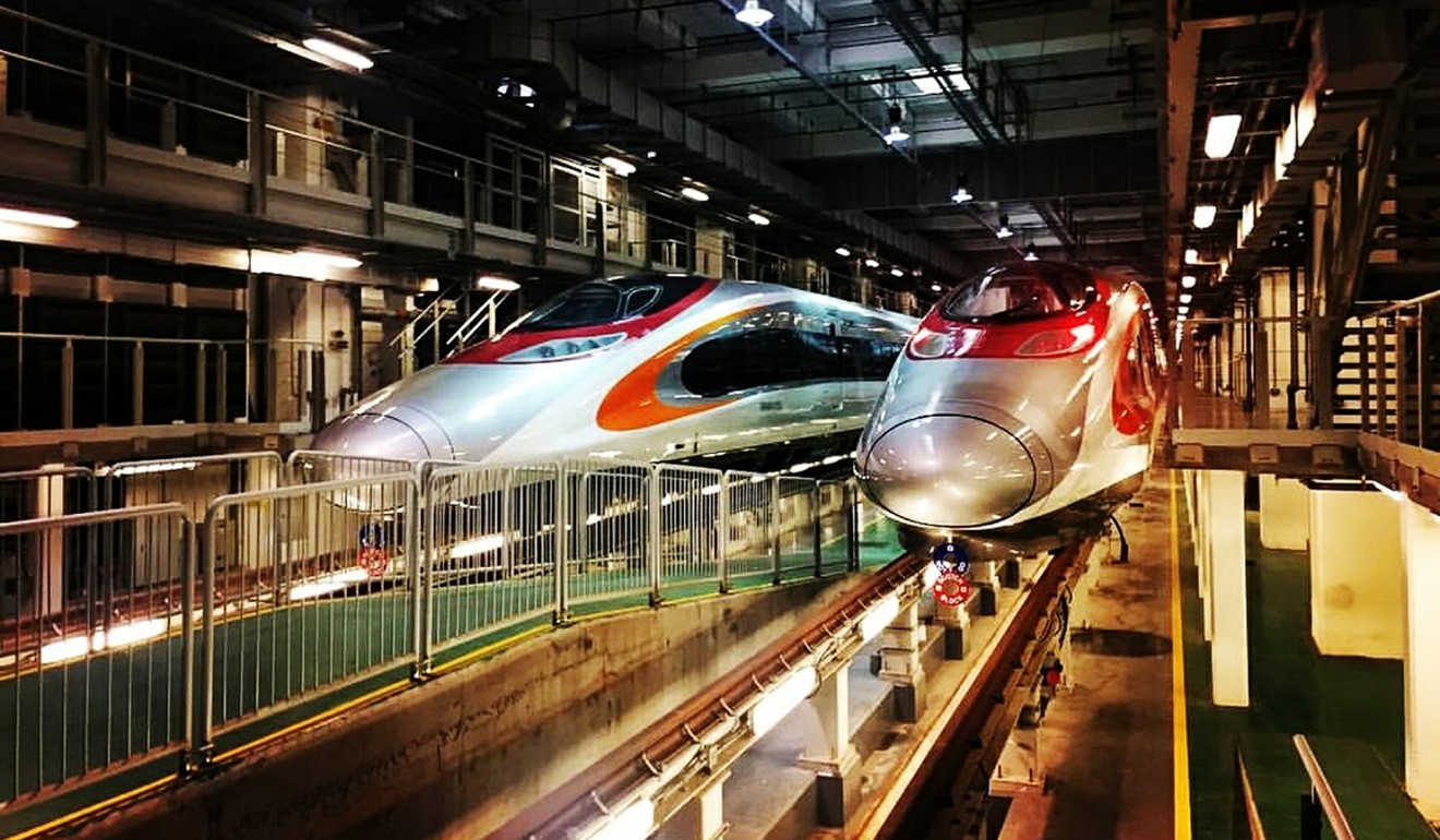 Bullet trains are seen in the station in August 2017. Photo: Xinhua