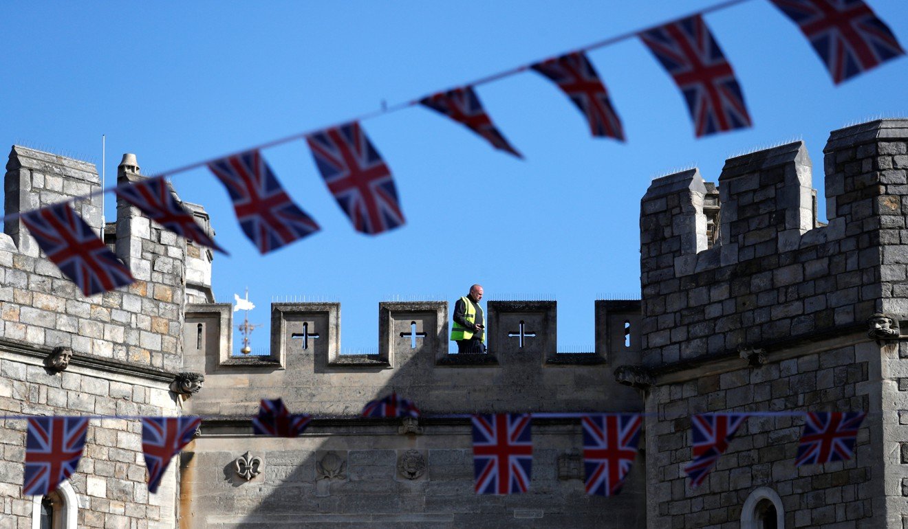 Security personnel patrol the roof of Windsor Castle on Thursday. Photo: Reuters