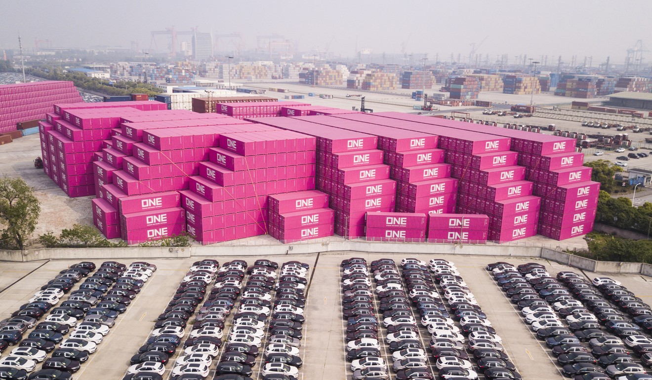 Imported vehicles at a port in Shanghai. Photo: Bloomberg