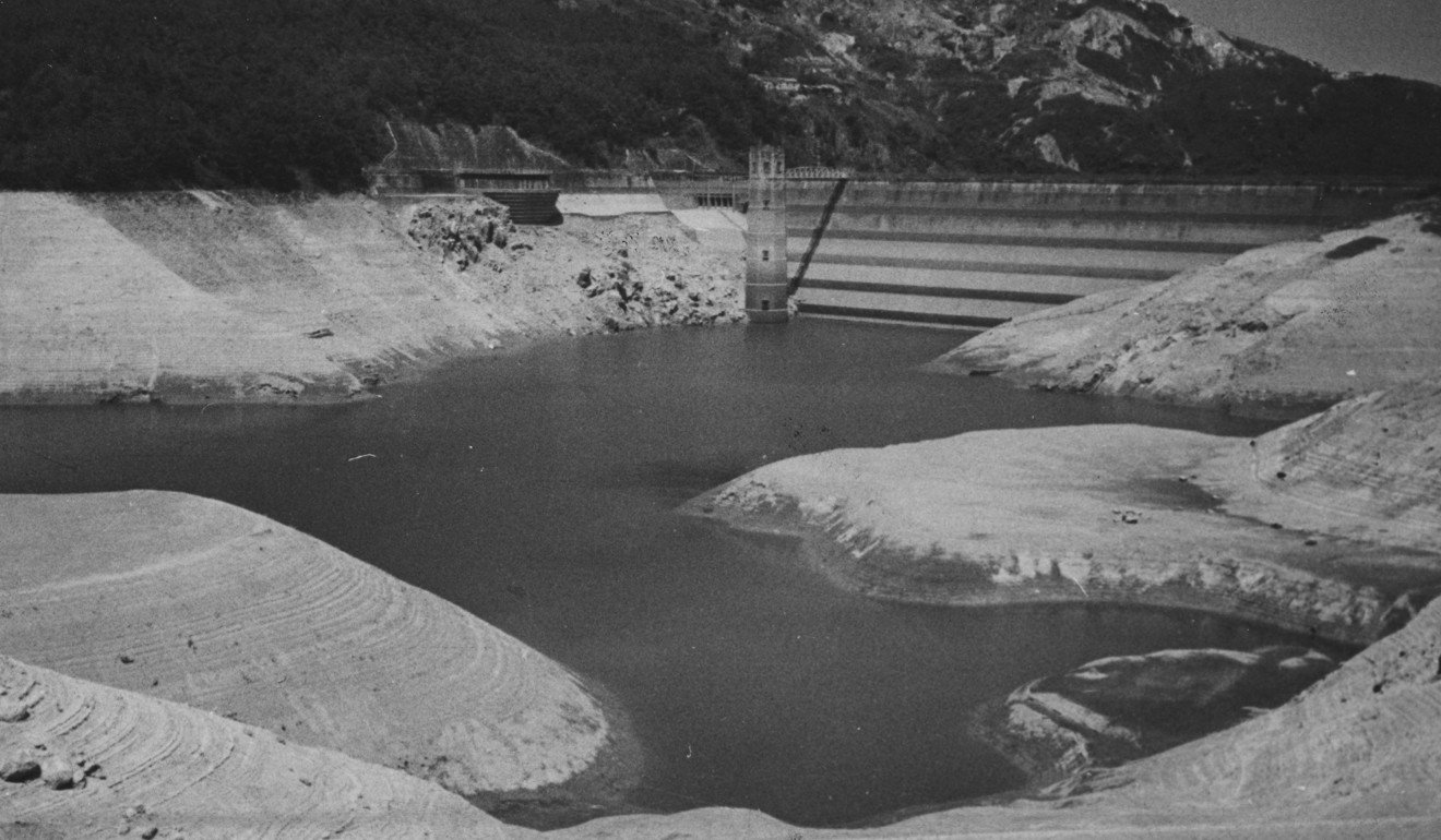 The water level of Shing Mun Reservoir highlights the severity of the drought in 1963.