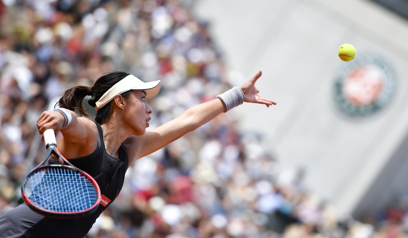 Wang Qiang of China serves during her win over Venus Williams. Photo: Xinhua