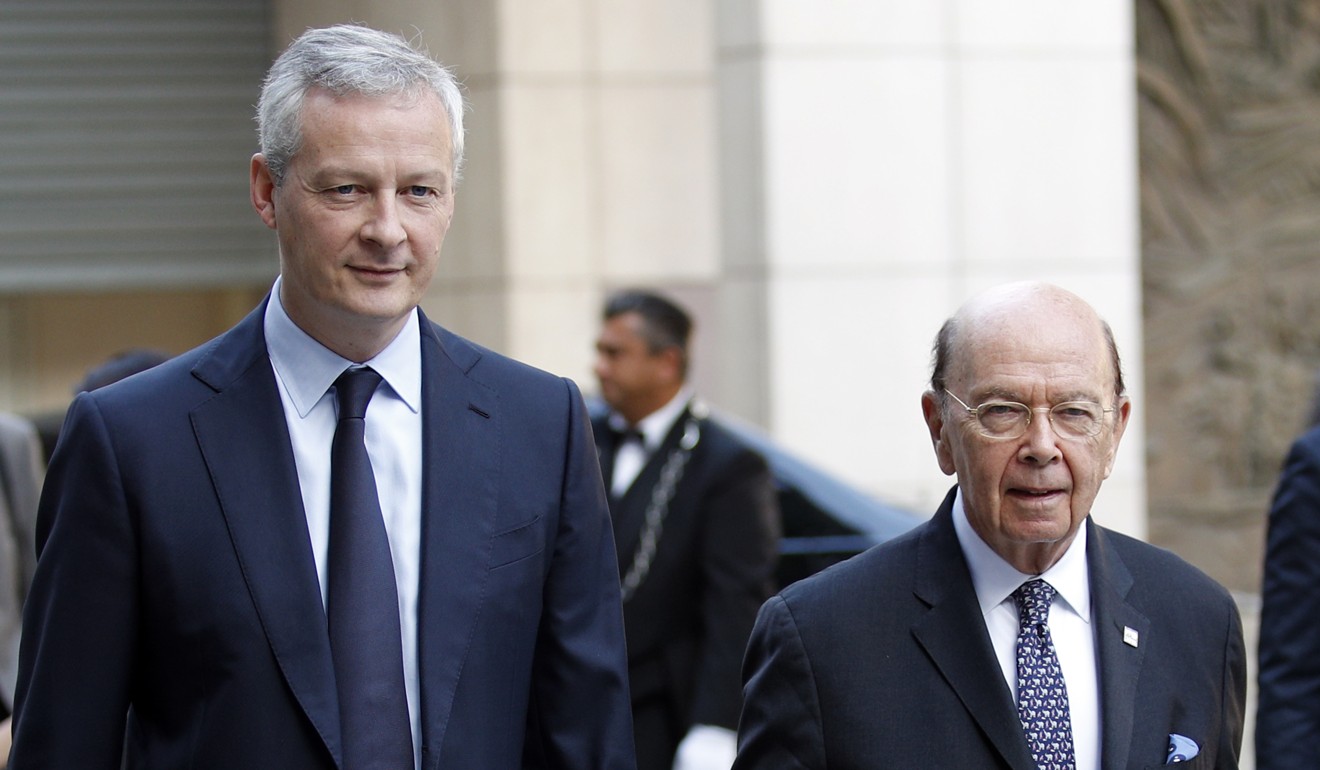 French Finance Minister Bruno Le Maire and US Secretary of Commerce Wilbur Ross. Photo: AP