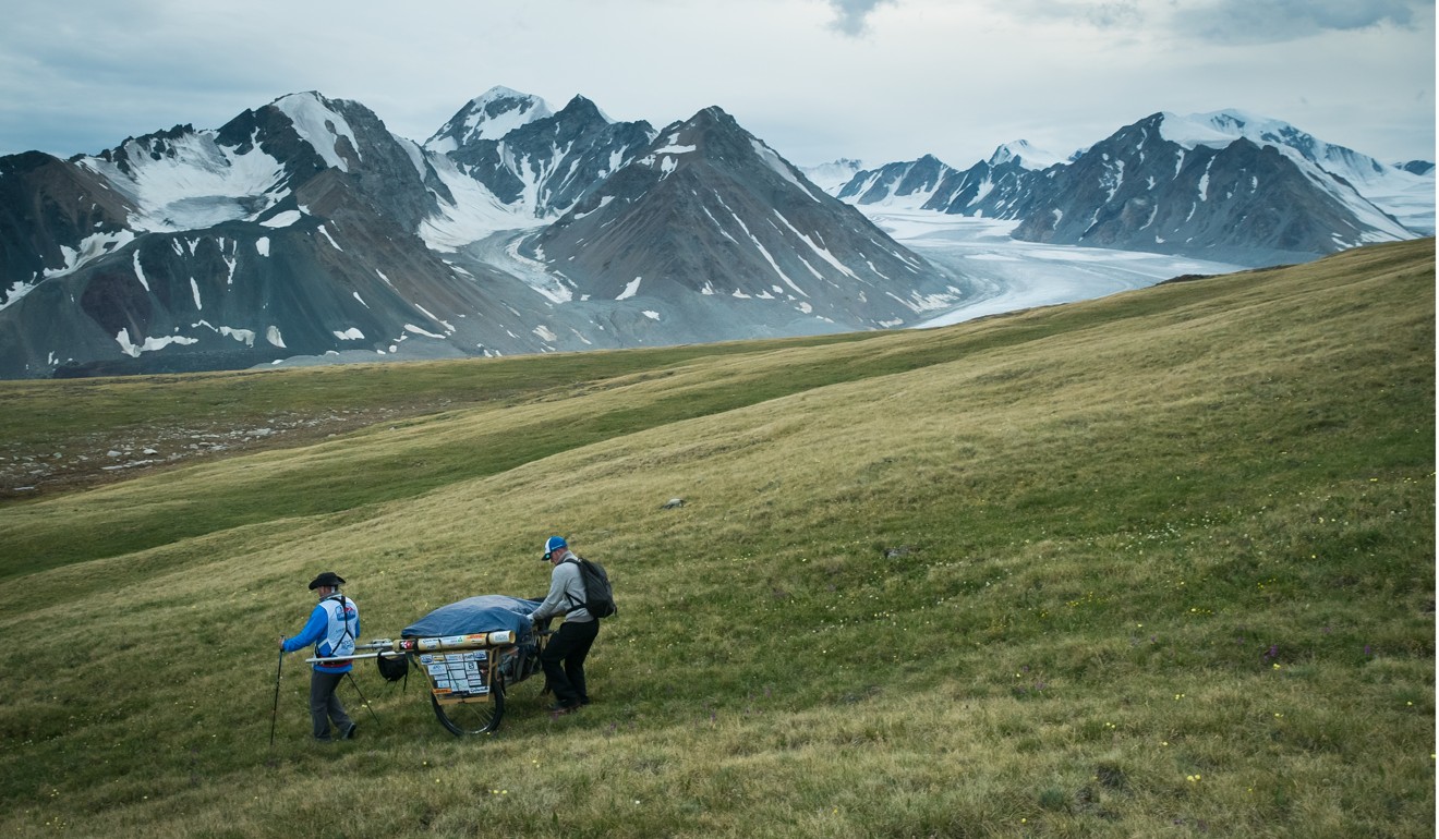 Adam Rolston and Ron Rutland battle the elements in the Mongolian wilderness. Photo: Andrew King