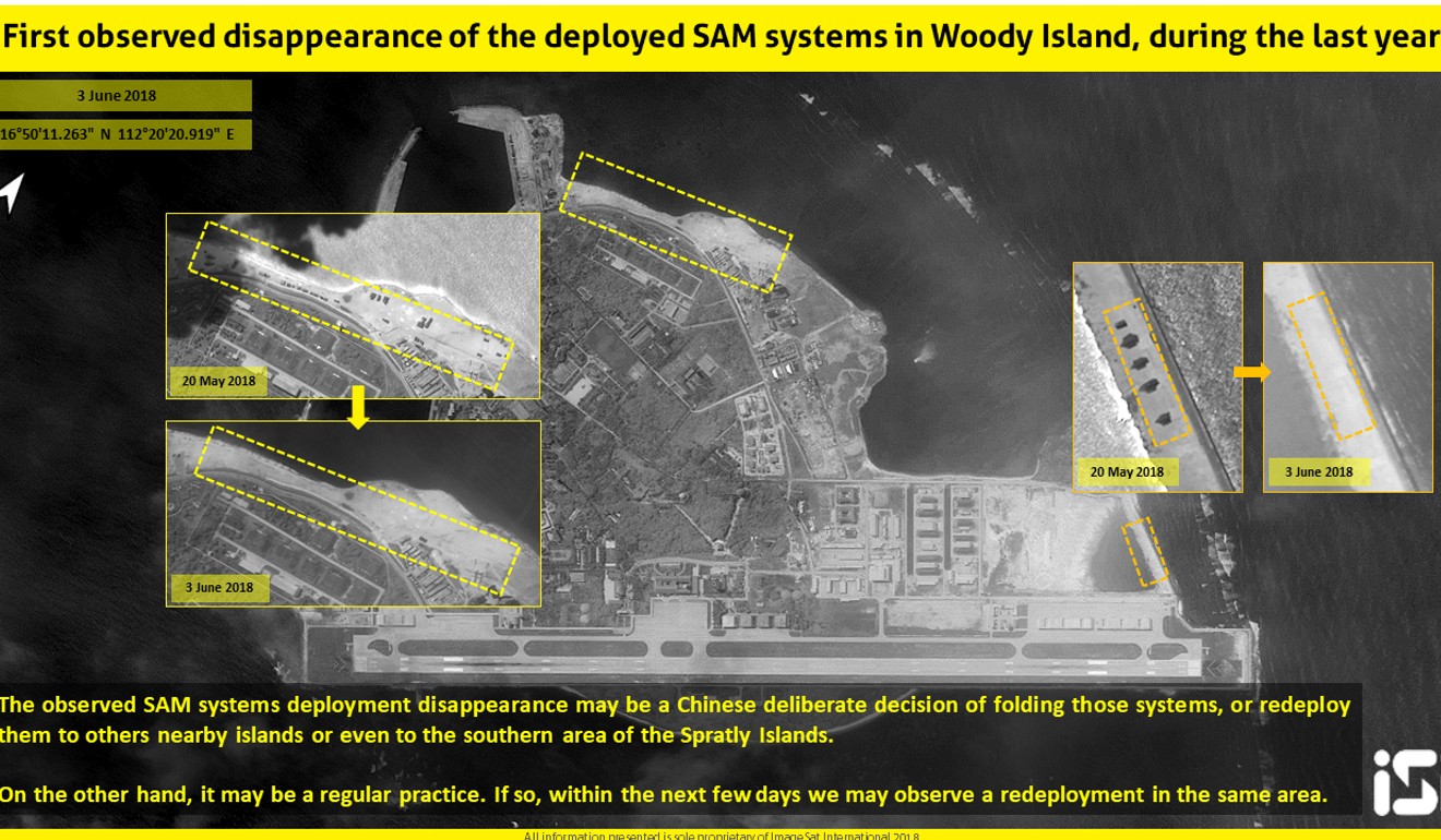 Pictures from an intelligence analysis provided by ImageSat International (ISI) which appears to show the missiles have been removed or relocated. Photo: ISI