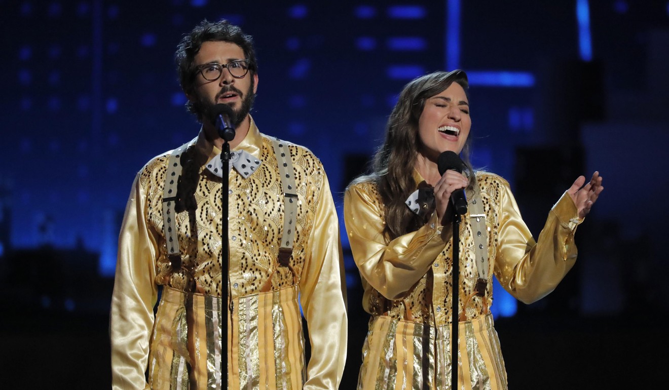 Show hosts Josh Groban and Sara Bareilles perform at the Tony Awards. Photo: Reuters