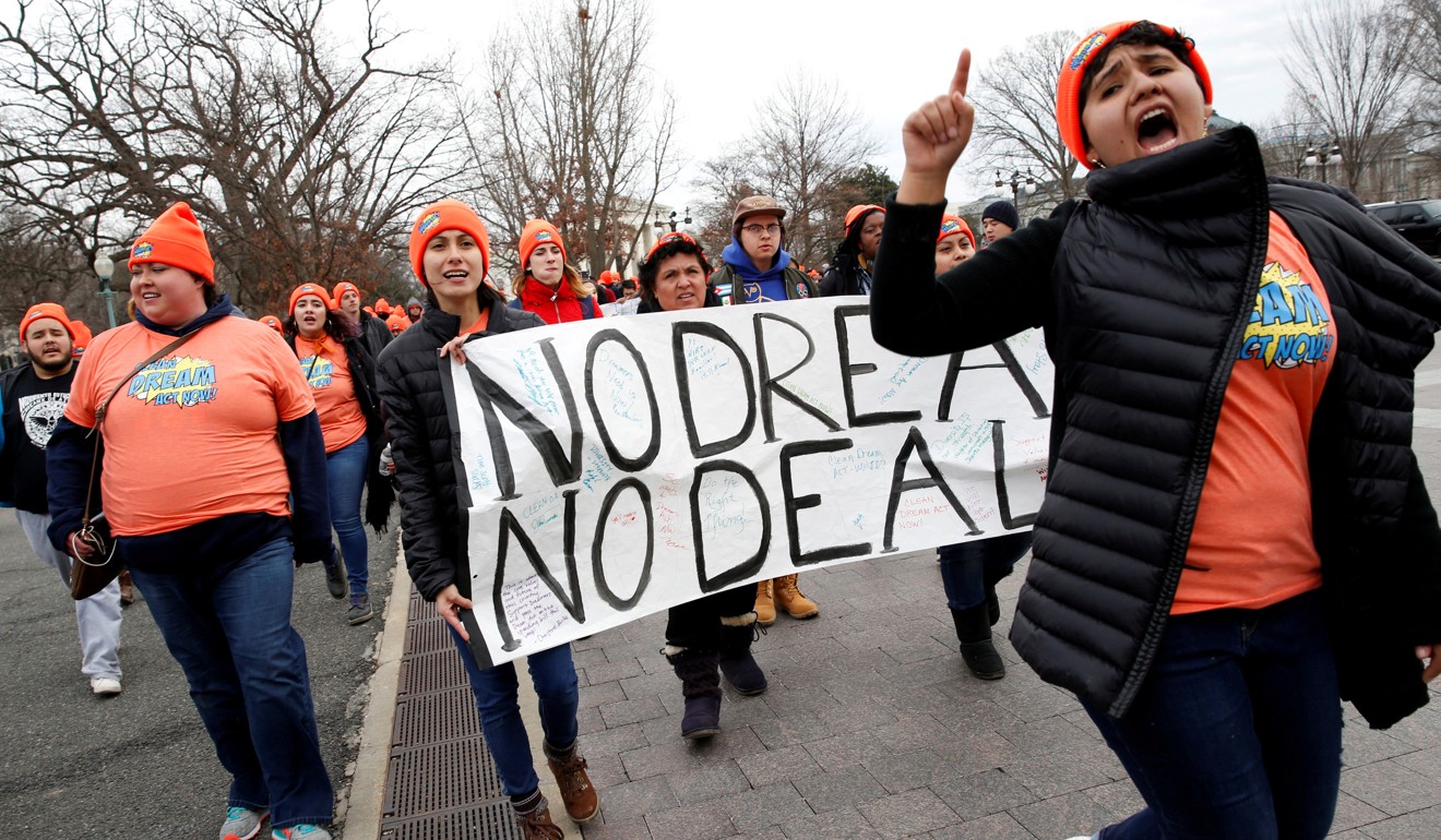 Protesters rallied in Washington in December to support an immigration bill to protect Dreamers, undocumented young adults who were brought into the United States as children. Photo: Reuters