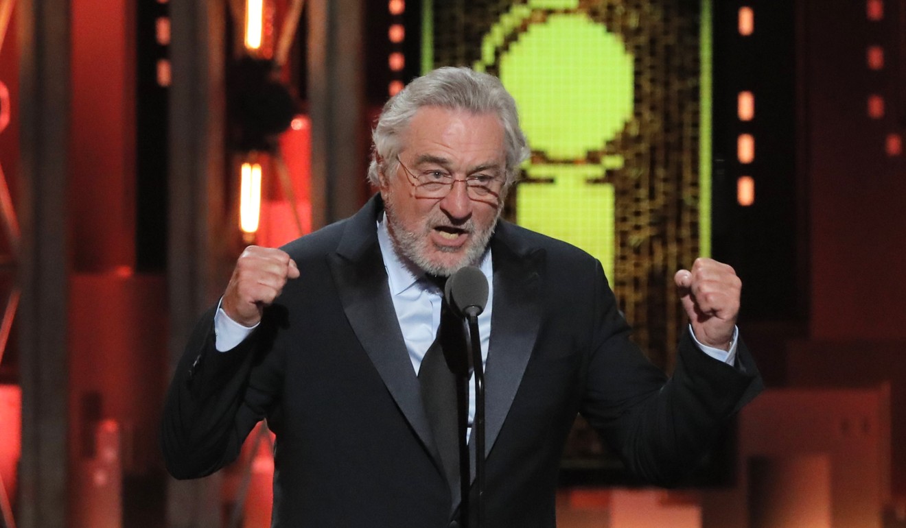 Actor Robert De Niro speaks before introducing Bruce Springsteen's performance at the Tony Awards on Sunday. Photo: Reuters