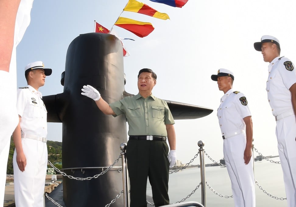 Chinese President Xi Jinping (centre) visits a submarine base in Qingdao, eastern China’s Shandong province, on June 11. Photo: Xinhua