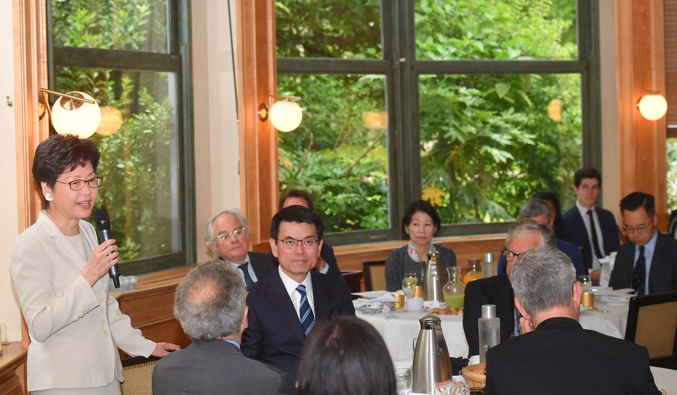 Carrie Lam attends a breakfast meeting in Paris. Photo: Handout
